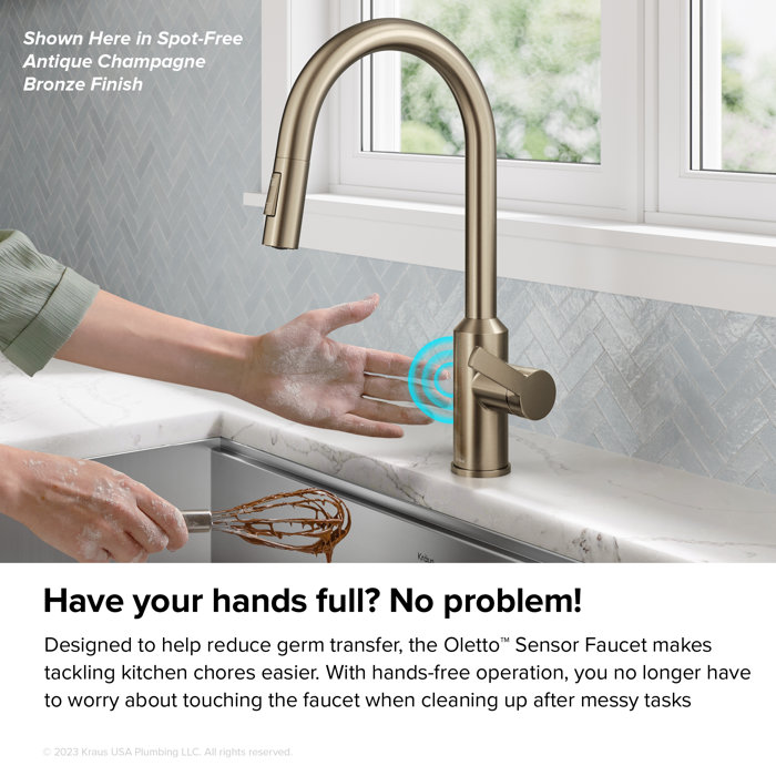 KRAUS Oletto Touchless Sensor Pull Down Single Handle Kitchen Faucet